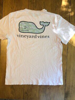 Vineyard Vines Mens Medium Whale Logo Pocket Light Pink Blush Cotton T-Shirt